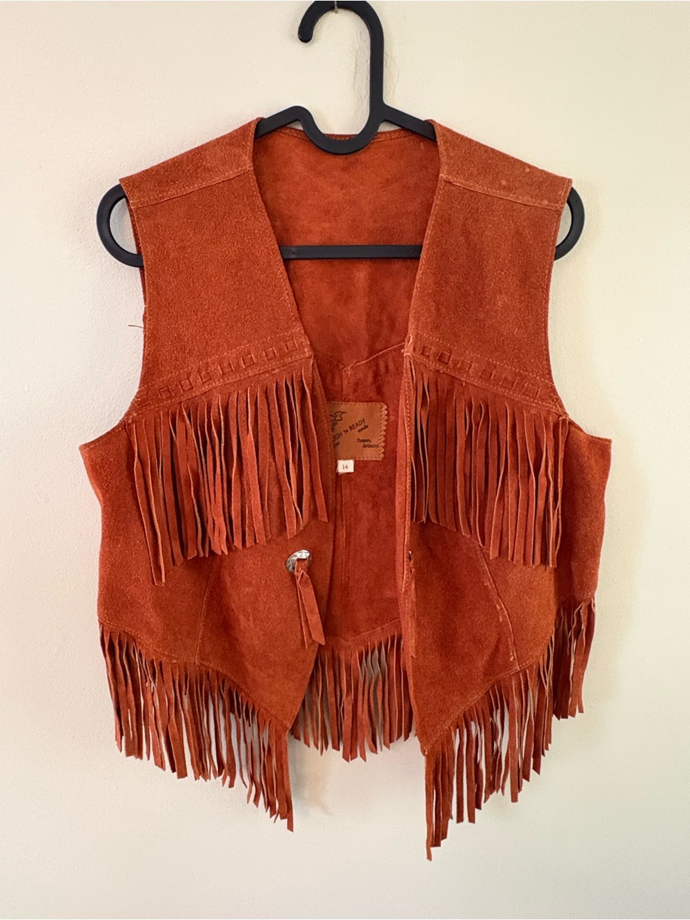 Vintage “Rough N Ready” Suede Fringe Vest - Picture 2 of 7